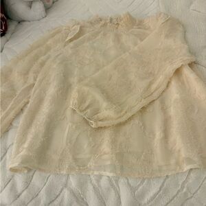 MELLODAY Cream Textured Women's Blouse